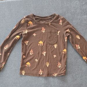 Kyte BABY Brown Long Sleeve Shirt with Mushroom Print
